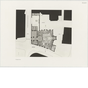 Ohne Titel [Grundriss Erdgeschoss], Blatt der Folge "751571 - Entwürfe für den Wettbewerb für den Neubau des Kunstmuseums 'Kolumba' in Köln"