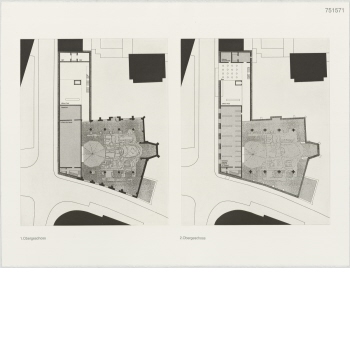 Ohne Titel [Grundriss 1.Obergeschoss und 2. Obergeschoss], Blatt der Folge  "751571 - Entwürfe für den Wettbewerb für den Neubau des Kunstmuseums 'Kolumba' in Köln"