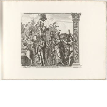 Umzug mit Männern, die Goldmünzen in Schale tragen, Blatt 3 der Folge "Triumph des Caesars"