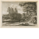 Gruppe von Menschen am Ufer eines Teichs, Blatt 6 der Folge "Landschaften nach Jacques d' Arthois"