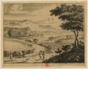Zwei Bauern bei der Ernte, im Hintergrund Flusslandschaft, Blatt 2 der Folge "Verschiedene Landschaften"