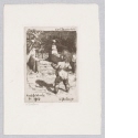 Neujahrskarte 1900 [Nacktes Kind vor Treppe]