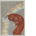 Mann vor einem Regenbogen; Blatt 3 aus dem Künstlerbuch "Hausgebete"