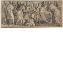 Unterer Teil des Blattes "Grabmal eines Bischofs" mit Szene einer Bischofsweihe