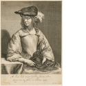 Porträt einer sitzenden Frau mit Barett, in Halbfigur nach links [Porträt von Anna Maria de Koker]