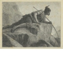 Amerikanischer Ureinwohner auf einem Felsen