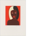 Ohne Titel [Porträt einer Frau mit schwarz-hellgelben Haaren], Blatt aus "Schönheiten"