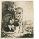 Christus und die Samariterin am Brunnen vor Ruinen