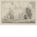 Sechs Segelschiffe auf offener See