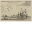 Zwei Schiffe neben einem Wellenbrecher bei der Reparatur