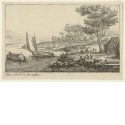 Sicht auf den Fluss mit drei Booten