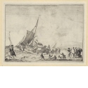 Abfahrt eines Fischerbootes, Blatt 8 der Folge "Seestücke mit Ansichten des Ij, Amsterdam, Rotterdam und Katwijk" (Hollstein Nr. 1-10)