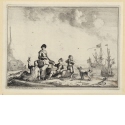 Familie am Ufer, Blatt 2 der Folge "Seestücke mit Ansichten des Ij, Amsterdam, Rotterdam und Katwijk" (Hollstein Nr. 1-10)