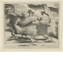 Falke greift Gruppe von Hühnern mit Küken an