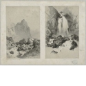 Berglandschaft [links]; Wasserfall [rechts]
