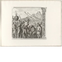 Umzug mit Trompeten spielenden und Vasen und Trophäen tragenden Männern, die Goldmünzen in Schale tragen, Blatt 4 der Folge "Triumph des Caesars"