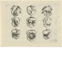 Neun Wappen mit Tieren, Blatt 11 der Folge "Verschiedene Wappen"