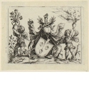 Wappen des Todes in Form eines Spatens mit Sanduhr und Totenkopf, Blatt 12 der Folge "Verschiedene Wappen"